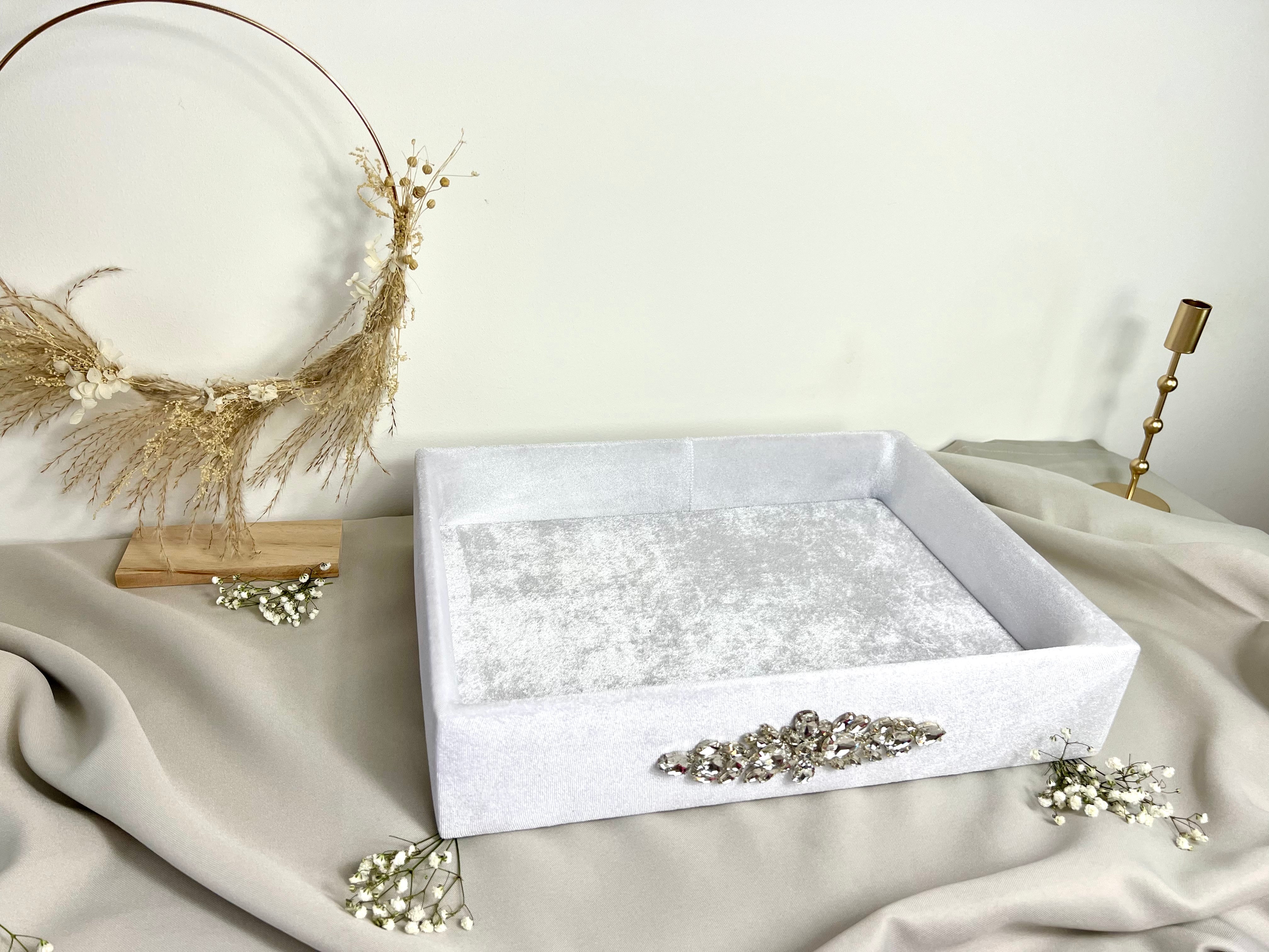 Set de 2 plateaux strass – blanc