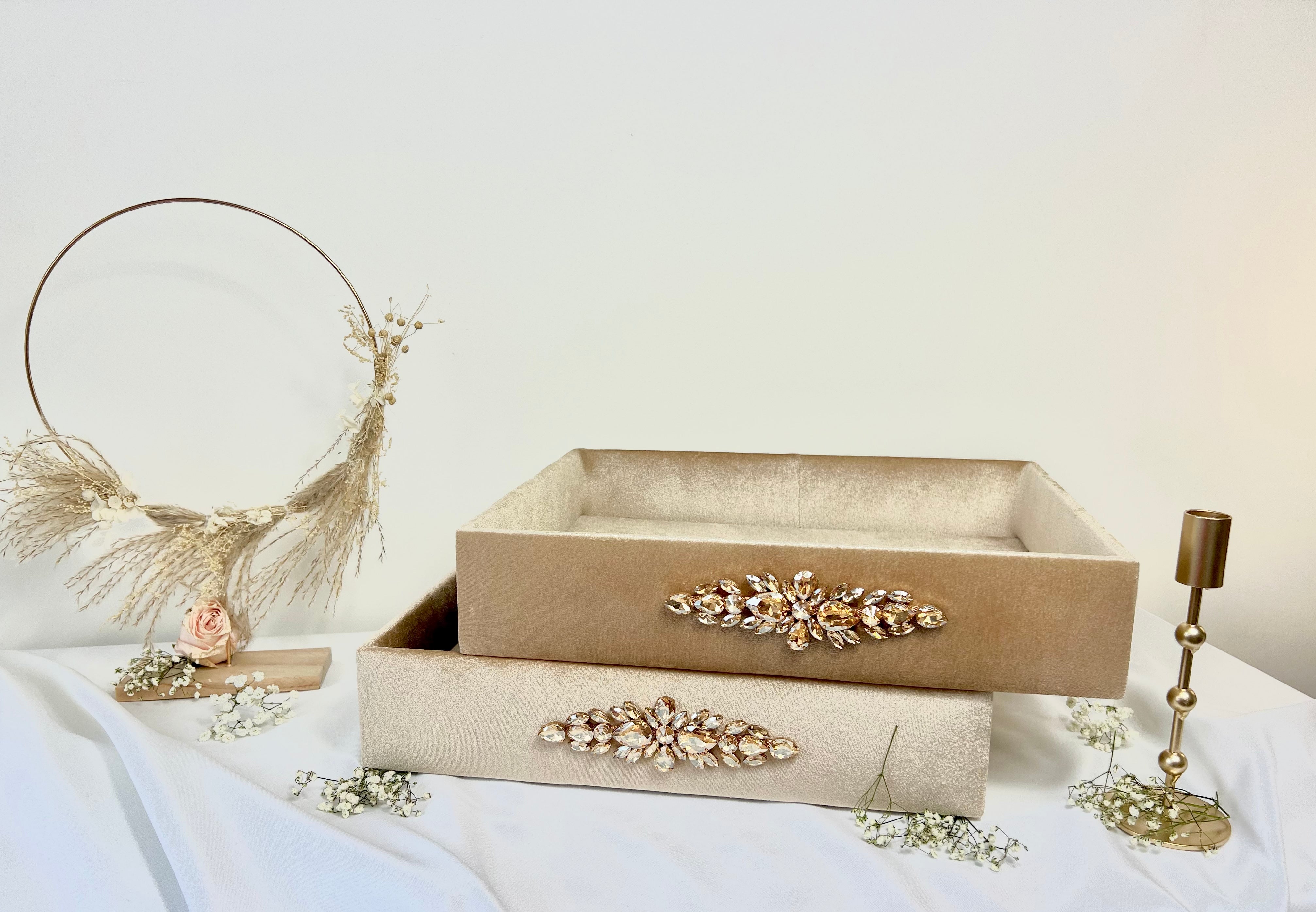 Set de 2 plateaux strass – nude